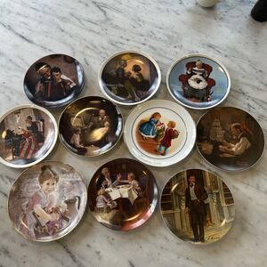 collection of 10 collectible plates rockwell Vintage Knowles Christmas Mothers